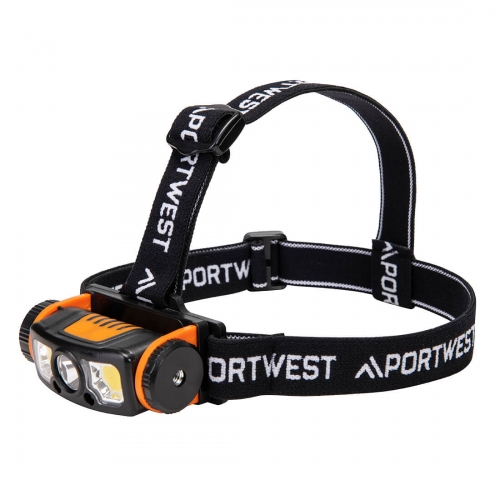 Latarka czołowa USB z czujnikiem ruchu LED Czarny/Pomarańcz PA76
