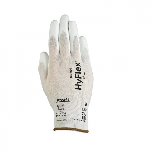 Rękawice HYFLEX dziane bez szwów (poliamid) powlekane białym poliuretanem