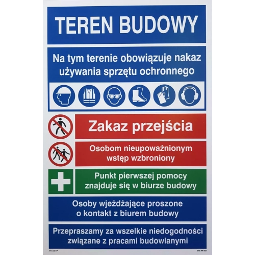 NAKAZ UŻYWANIA SPRZĘTU OCHRONNEGO Tablica budowlana łączona 319 AK-301