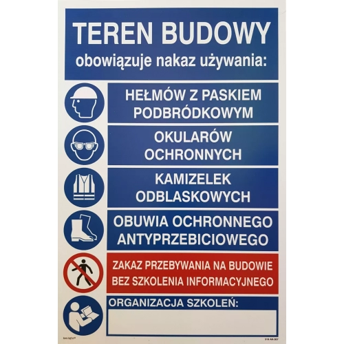 OBOWIĄZUJE NAKAZ UŻYWANIA Tablica budowlana łączona 319-303
