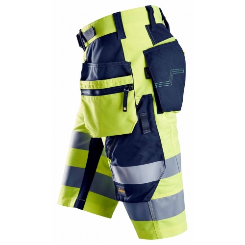 Spodnie Krótkie Odblaskowe Zółto-Granatowe FlexiWork+ z workami kieszeniowymi SNIKERS 6933