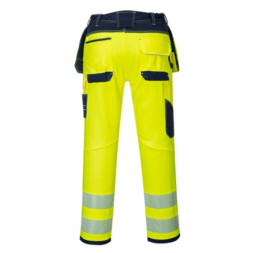 Portwest T501 - Spodnie ostrzegawcze PW3 z kaburami Żółty/Granatowy