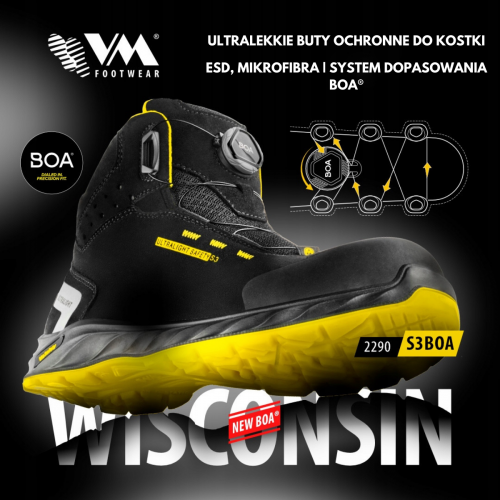 Vm Michelin Trzewiki Lekkie Oddychające Władka szybkoschnąca WISCONSIN S3 BOA ESD SRC