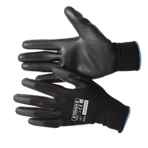 RĘKAWICE OCHRONNE POWLEKANE PU X-TOUCH BLACK