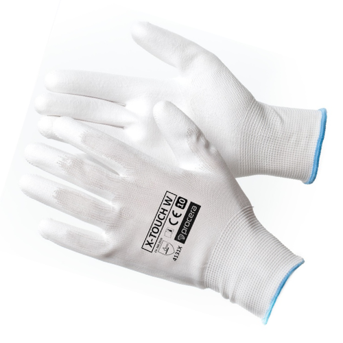 RĘKAWICE OCHRONNE POWLEKANE PU X-TOUCH WHITE
